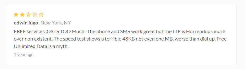 Bad reviews on QLink mobile data (Source: bestcompany.com)
