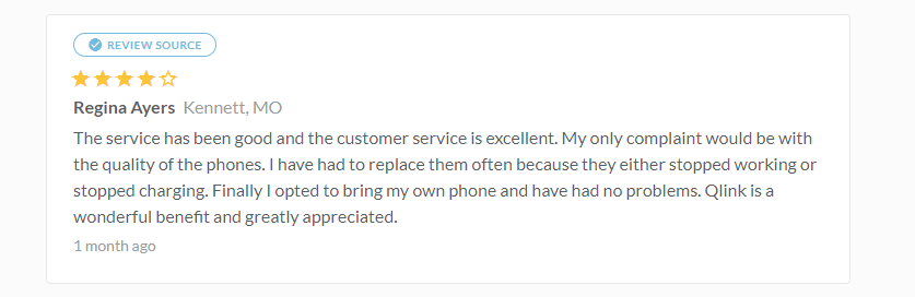Positive feedback on QLink customer services (Source: bestcompany.com)