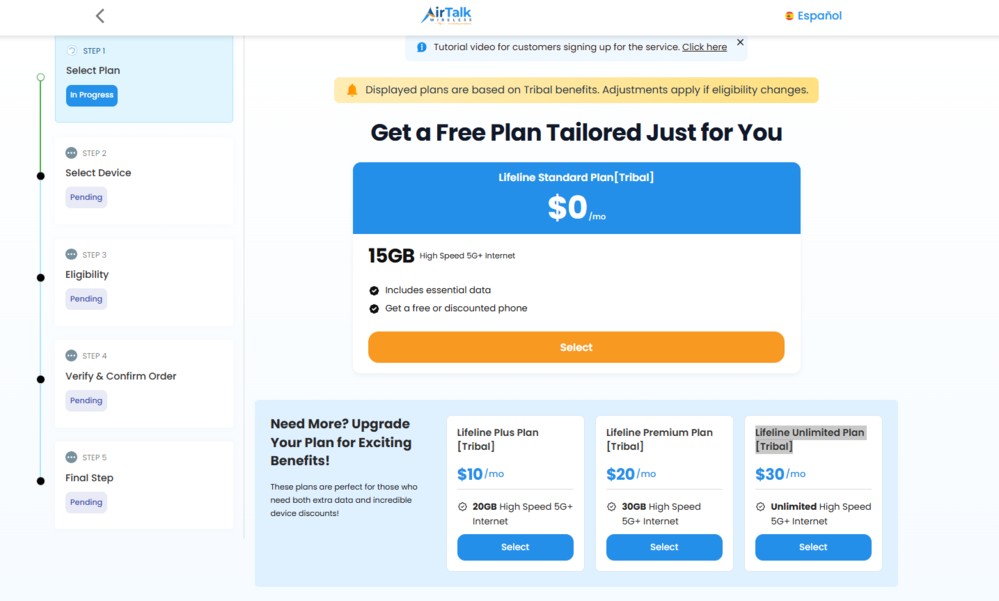 AirTalk service plans