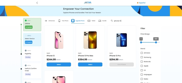 free government iphone 13 in upgrade tab