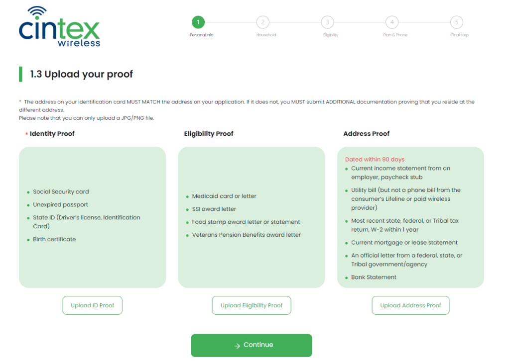 Upload your proof to Cintex Wireless
