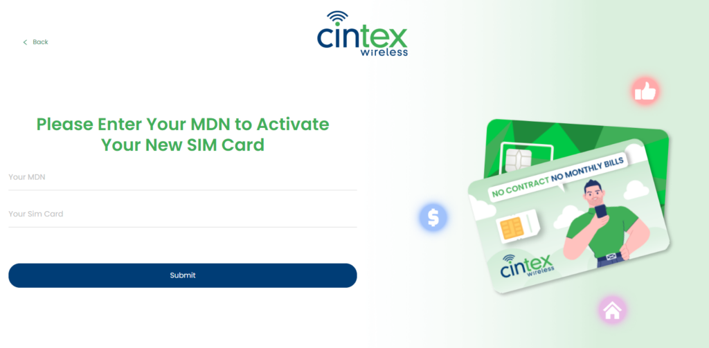 Enter your information to activate your SIM card