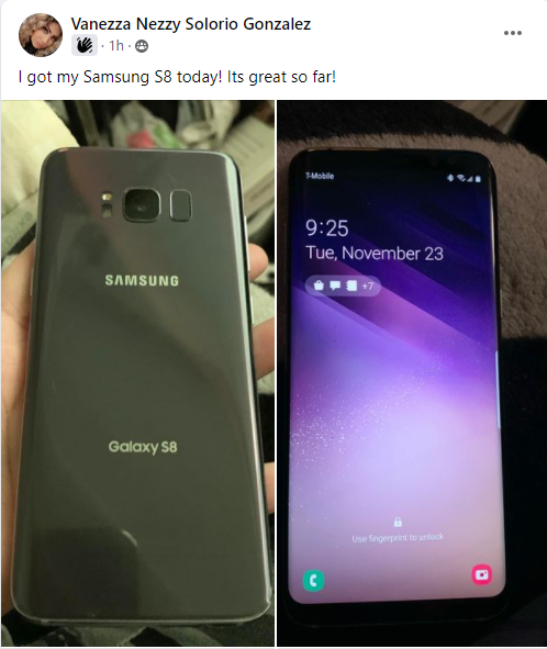 A customer of Cintex Wireless receive a free Samsung Galaxy S8